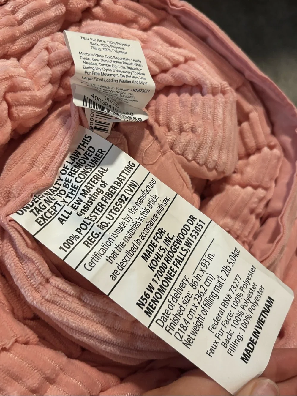 The Big One Reversible Plush Comforter - Blush